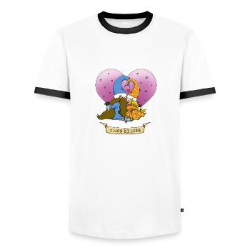 Dwarfs Couple for Lovers - Bavarian - Men's Ringer Shirt - white/black - Front - AI Model Female 172 light (172cm) & AI Model Male 178 dark (178cm)