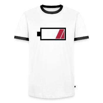 Battery empty - Men's Ringer Shirt - white/black - Front - AI Model Female 172 light (172cm) & AI Model Male 178 dark (178cm)