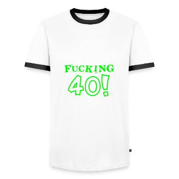 40. Geburtstag - Geburtstagskind - vierzig - 2C - Männer Kontrast-T-Shirt - Weiß/Schwarz - Vorne - AI Model Female 172 light (172cm) & AI Model Male 178 dark (178cm)