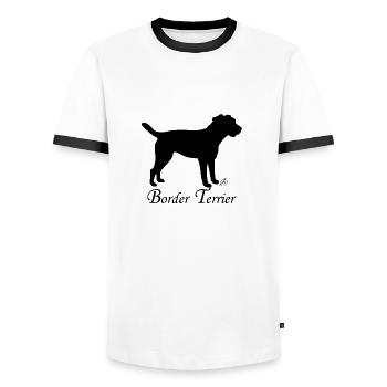 Border Terrier - Männer Kontrast-T-Shirt - Weiß/Schwarz - Vorne - AI Model Female 172 light (172cm) & AI Model Male 178 dark (178cm)