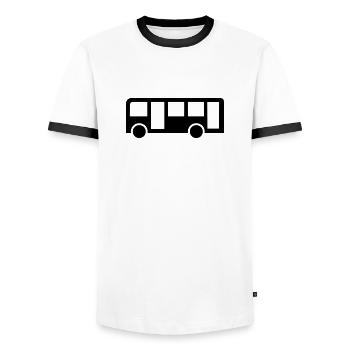 Bus - Männer Kontrast-T-Shirt - Weiß/Schwarz - Vorne - AI Model Female 172 light (172cm) & AI Model Male 178 dark (178cm)