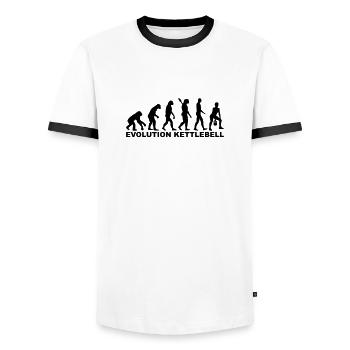 Evolution Kettlebell - Men's Ringer Shirt - white/black - Front - AI Model Female 172 light (172cm) & AI Model Male 178 dark (178cm)
