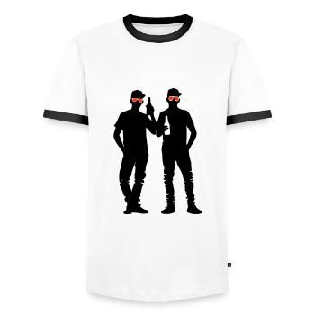 Team Party Gruppe Feiern Jga - Männer Kontrast-T-Shirt - Weiß/Schwarz - Vorne - AI Model Female 172 light (172cm) & AI Model Male 178 dark (178cm)