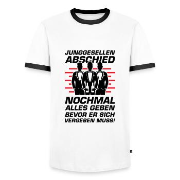 Junggesellenabschied Alles Geben - Männer Kontrast-T-Shirt - Weiß/Schwarz - Vorne - AI Model Female 172 light (172cm) & AI Model Male 178 dark (178cm)