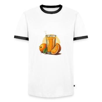 Jus d’orange fruité - Journée nationale du jus d’orange - T-shirt contrasté Homme - blanc/noir - Devant - AI Model Female 172 light (172cm) & AI Model Male 178 dark (178cm)