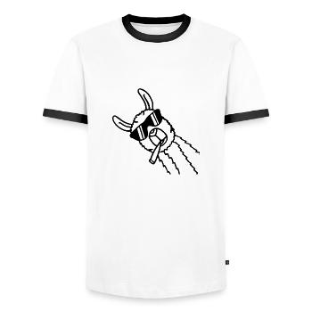 No drama llama alpaca - Men's Ringer Shirt - white/black - Front - AI Model Female 172 light (172cm) & AI Model Male 178 dark (178cm)
