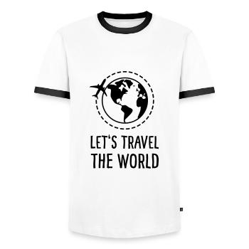 Let's travel the world - Men's Ringer Shirt - white/black - Front - AI Model Female 172 light (172cm) & AI Model Male 178 dark (178cm)