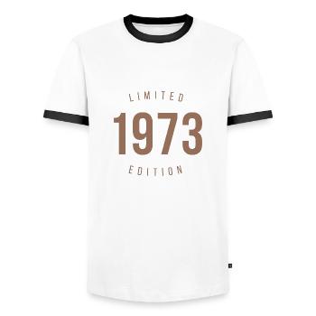 1973 Limited Edition Retro Style Geburtstagsgeschenk - Männer Kontrast-T-Shirt - Weiß/Schwarz - Vorne - AI Model Female 172 light (172cm) & AI Model Male 178 dark (178cm)