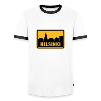 Helsinki - Men's Ringer Shirt - white/black - Front - AI Model Female 172 light (172cm) & AI Model Male 178 dark (178cm)