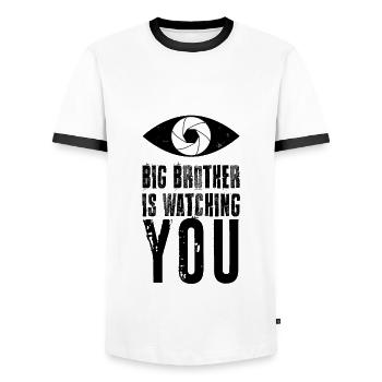 Big Brother kontrolliert dich - Männer Kontrast-T-Shirt - Weiß/Schwarz - Vorne - AI Model Female 172 light (172cm) & AI Model Male 178 dark (178cm)