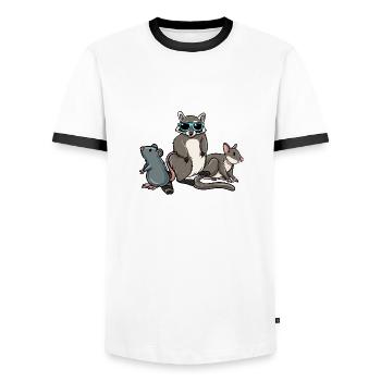 Waschbär Raccoon Trash Panda Waldtier Wildnis - Männer Kontrast-T-Shirt - Weiß/Schwarz - Vorne - AI Model Female 172 light (172cm) & AI Model Male 178 dark (178cm)