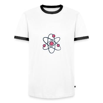 Wissenschaft Science Physik Proton Stay Positive - Männer Kontrast-T-Shirt - Weiß/Schwarz - Vorne - AI Model Female 172 light (172cm) & AI Model Male 178 dark (178cm)