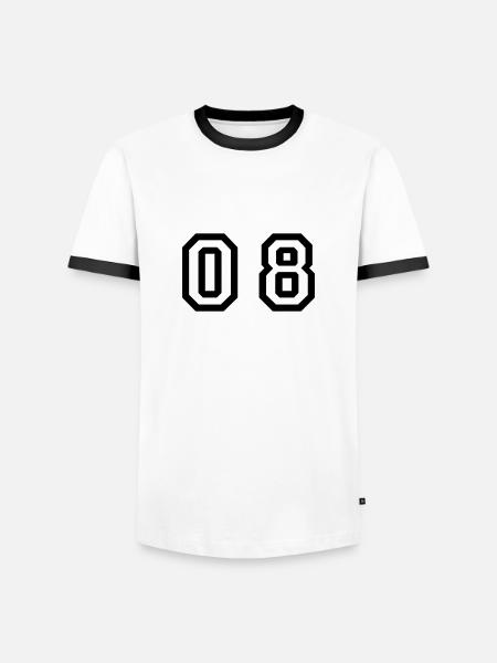 number - 08 - zero eight - Men's Ringer Shirt - white/black