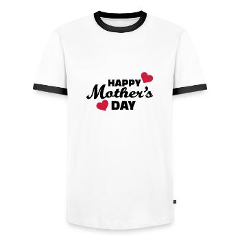 Happy Mother's Day - Men's Ringer Shirt - white/black - Front - AI Model Female 172 light (172cm) & AI Model Male 178 dark (178cm)