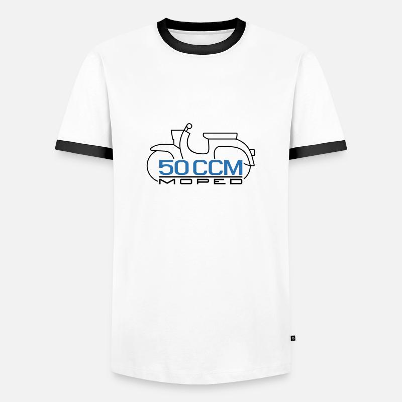 Moped Schwalbe 50 ccm Emblem - Men's Ringer Shirt - white/black