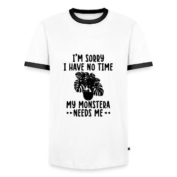 Monstera lovers | Houseplants Gift Ideas - Men's Ringer Shirt - white/black - Front - AI Model Female 172 light (172cm) & AI Model Male 178 dark (178cm)