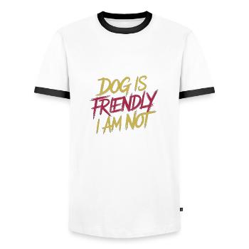 Dog Is Friendly I Am Not 13 - Männer Kontrast-T-Shirt - Weiß/Schwarz - Vorne - AI Model Female 172 light (172cm) & AI Model Male 178 dark (178cm)