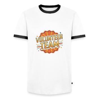 Volunteer Team 13 - Männer Kontrast-T-Shirt - Weiß/Schwarz - Vorne - AI Model Female 172 light (172cm) & AI Model Male 178 dark (178cm)