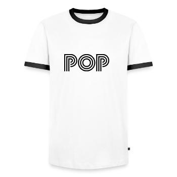 pop - Men's Ringer Shirt - white/black - Front - AI Model Female 172 light (172cm) & AI Model Male 178 dark (178cm)