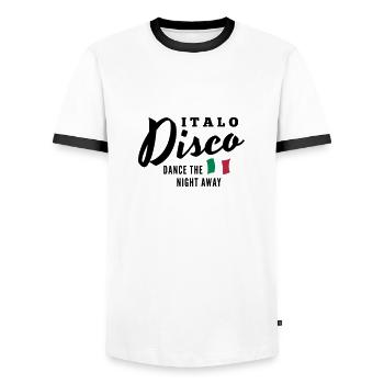Italo Disco - Dance The Night Away - T-shirt contrasté Homme - blanc/noir - Devant - AI Model Female 172 light (172cm) & AI Model Male 178 dark (178cm)