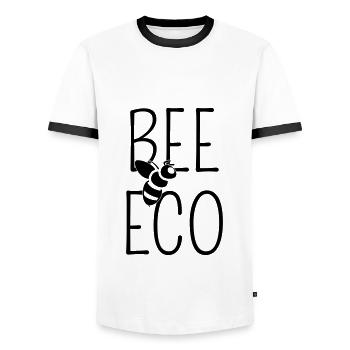 Bee eco 💚 Ecology - Bee - Ecological - Men's Ringer Shirt - white/black - Front - AI Model Female 172 light (172cm) & AI Model Male 178 dark (178cm)