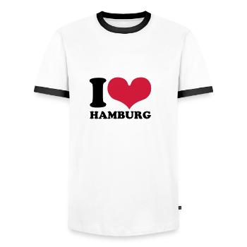 Hambourg - T-shirt contrasté Homme - blanc/noir - Devant - AI Model Female 172 light (172cm) & AI Model Male 178 dark (178cm)