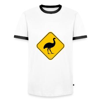 Emu - Men's Ringer Shirt - white/black - Front - AI Model Female 172 light (172cm) & AI Model Male 178 dark (178cm)