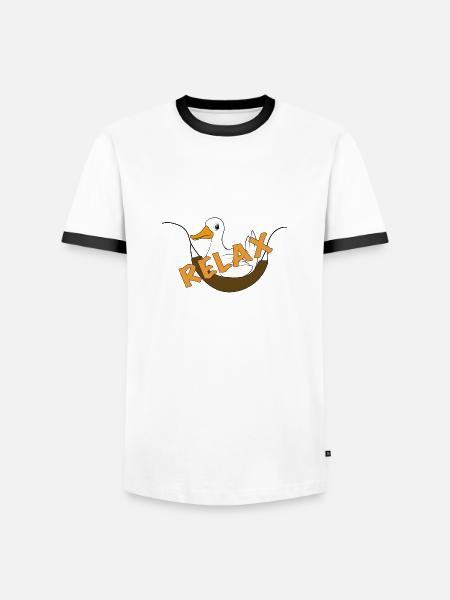 Funny duck saying relax - Men's Ringer Shirt - white/black