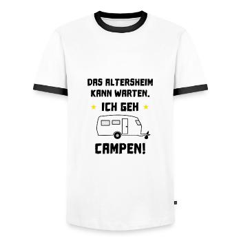 das altersheim kann warten - Männer Kontrast-T-Shirt - Weiß/Schwarz - Vorne - AI Model Female 172 light (172cm) & AI Model Male 178 dark (178cm)