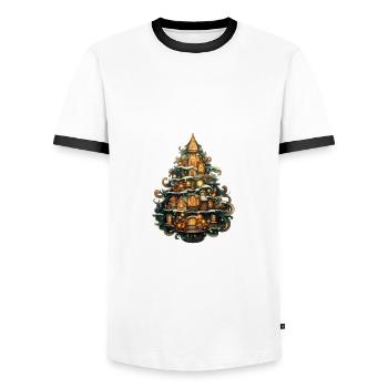 Arbre de Noël - T-shirt contrasté Homme - blanc/noir - Devant - AI Model Female 172 light (172cm) & AI Model Male 178 dark (178cm)