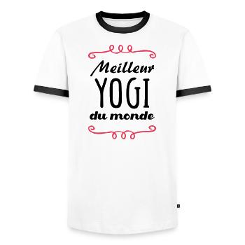 Meilleur Yogi du monde / Yoga - T-shirt contrasté Homme - blanc/noir - Devant - AI Model Female 172 light (172cm) & AI Model Male 178 dark (178cm)