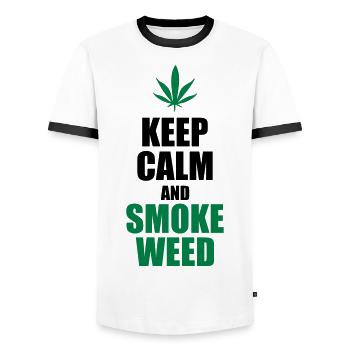 Keep Calm and Smoke Weed - Männer Kontrast-T-Shirt - Weiß/Schwarz - Vorne - AI Model Female 172 light (172cm) & AI Model Male 178 dark (178cm)