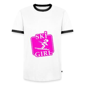 Ski Girl Skiing Mädchen - Männer Kontrast-T-Shirt - Weiß/Schwarz - Vorne - AI Model Female 172 light (172cm) & AI Model Male 178 dark (178cm)