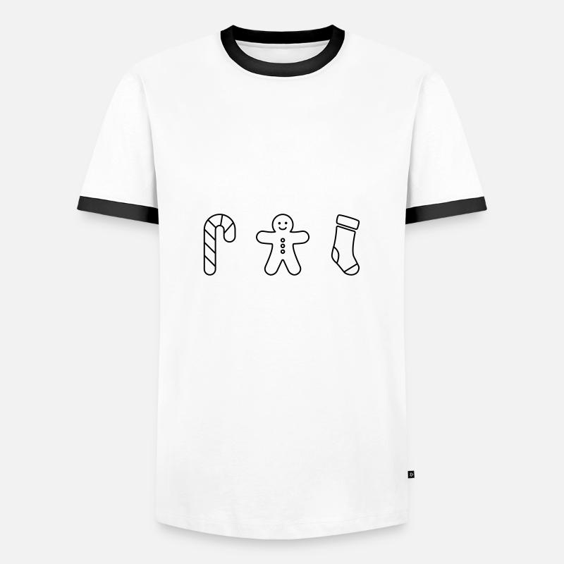 Candy cane - Gingerbread - Christmas stocking - Men's Ringer Shirt - white/black
