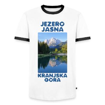 Jezero Jasna Kranjska Gora Slovenia - Men's Ringer Shirt - white/black - Front - AI Model Female 172 light (172cm) & AI Model Male 178 dark (178cm)
