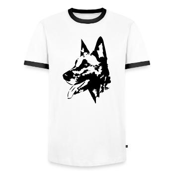 Malinois Kopf - Männer Kontrast-T-Shirt - Weiß/Schwarz - Vorne - AI Model Female 172 light (172cm) & AI Model Male 178 dark (178cm)