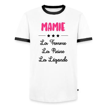 Mamie Mamy Grand-Mère Grand Mere Grands Parents - Men's Ringer Shirt - white/black - Front - AI Model Female 172 light (172cm) & AI Model Male 178 dark (178cm)