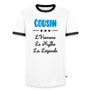 Onkel / Tante / Vetter / Cousin / Kusine - Männer Kontrast-T-Shirt - Weiß/Schwarz - Vorne - AI Model Female 172 light (172cm) & AI Model Male 178 dark (178cm)