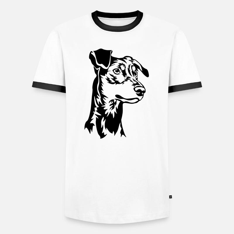 German pinscher head - Men's Ringer Shirt - white/black