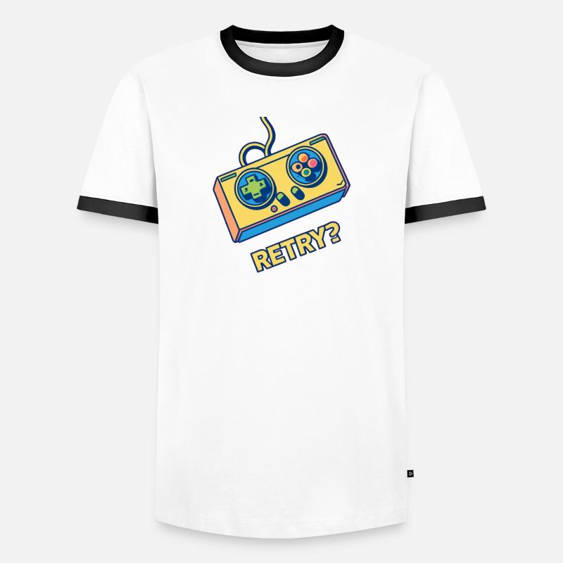 Retro Controller Retry - Men's Ringer Shirt - white/black