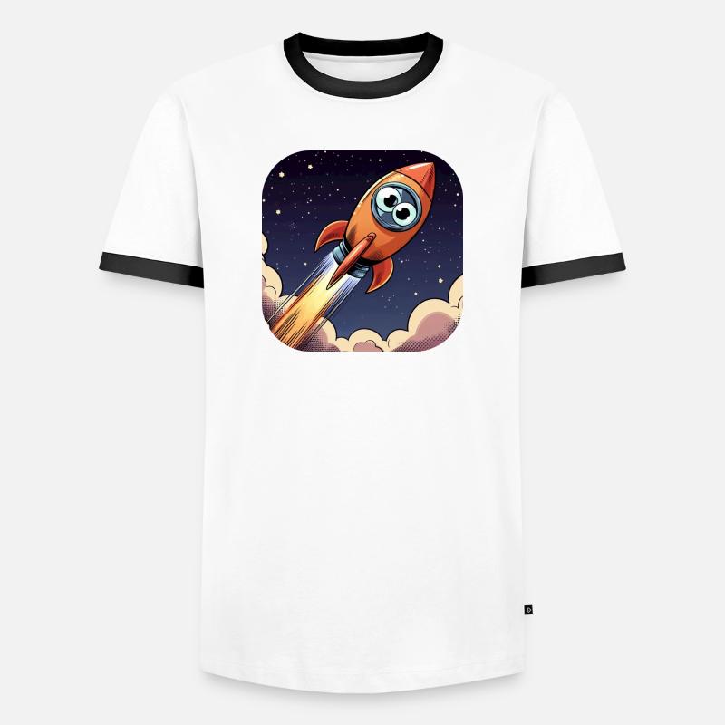 Comic Rocket with Eyes - Men's Ringer Shirt - white/black