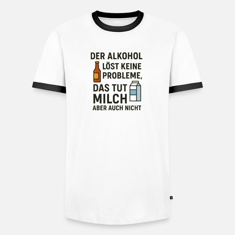 Alcohol does not solve any problems - Men's Ringer Shirt - white/black