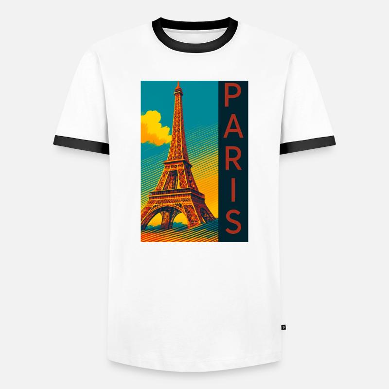 Paris PopArt Skyline Eiffel Tower - Men's Ringer Shirt - white/black