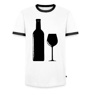 Wein Weinflasche Weinglas - Männer Kontrast-T-Shirt - Weiß/Schwarz - Vorne - AI Model Female 172 light (172cm) & AI Model Male 178 dark (178cm)