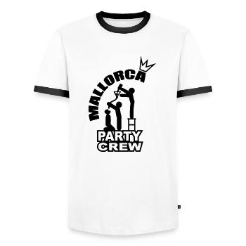 Mallorca Party Crew Malle - Männer Kontrast-T-Shirt - Weiß/Schwarz - Vorne - AI Model Female 172 light (172cm) & AI Model Male 178 dark (178cm)