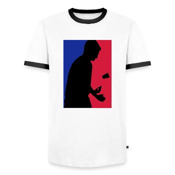Flip Cup - Männer Kontrast-T-Shirt - Weiß/Schwarz - Vorne - AI Model Female 172 light (172cm) & AI Model Male 178 dark (178cm)