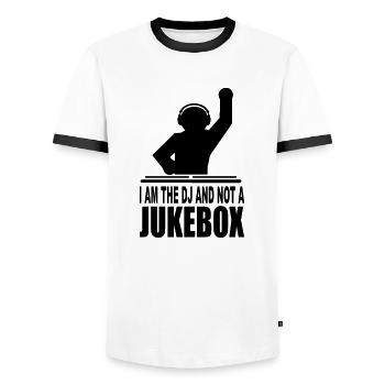 i am the dj and not a jukebox - Men's Ringer Shirt - white/black - Front - AI Model Female 172 light (172cm) & AI Model Male 178 dark (178cm)