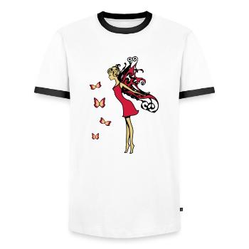 Des ailes de fée papillons - T-shirt contrasté Homme - blanc/noir - Devant - AI Model Female 172 light (172cm) & AI Model Male 178 dark (178cm)