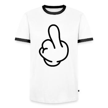fuck_you_comic_01 - Männer Kontrast-T-Shirt - Weiß/Schwarz - Vorne - AI Model Female 172 light (172cm) & AI Model Male 178 dark (178cm)