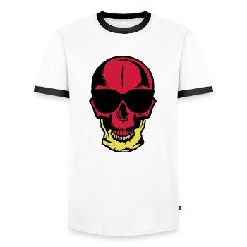 head of death skull halloween drawing moon - Men's Ringer Shirt - white/black - Front - AI Model Female 172 light (172cm) & AI Model Male 178 dark (178cm)